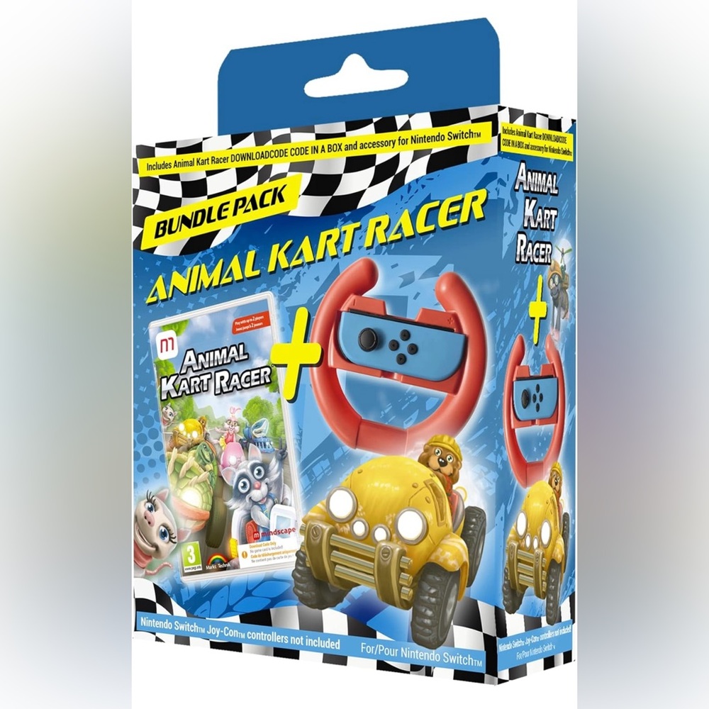 Animal Kart Racer Bundle w/Download Code and Accessories for Nintendo Switch